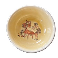 Vintage Ceramic Feeding Dish Children Feeding Teddy Bear by Roma Pottery 1925