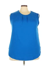H By Halston Women Blue Sleeveless Blouse 3X Plus