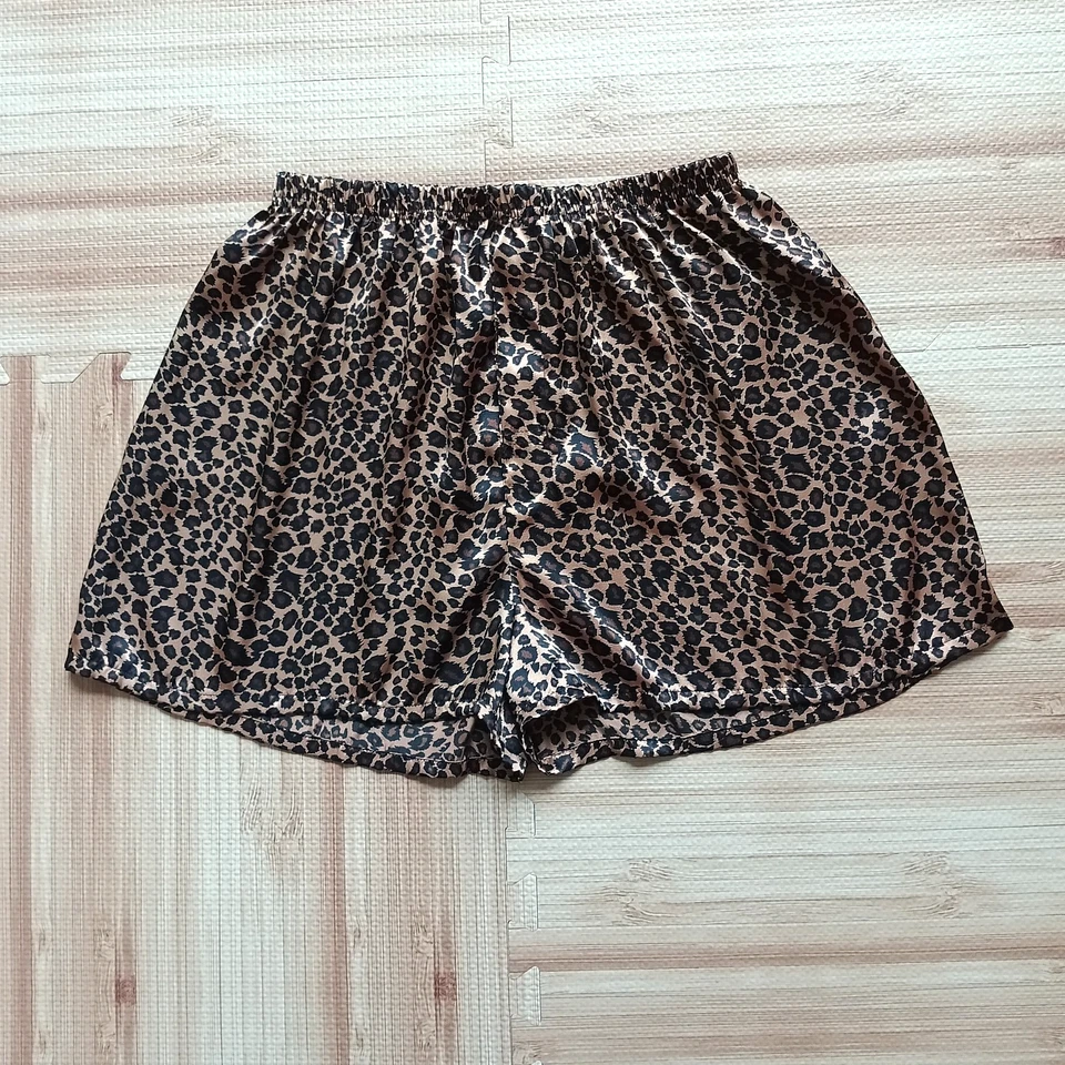 Fredericks Of Hollywood Vintage Satin Sleep Shorts Large Leopard Print - Image 3 of 4
