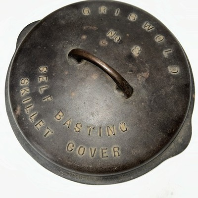 Griswold No. 8 Self Basting Skillet Embossed Cover Patented Sept 22 1925 Antique