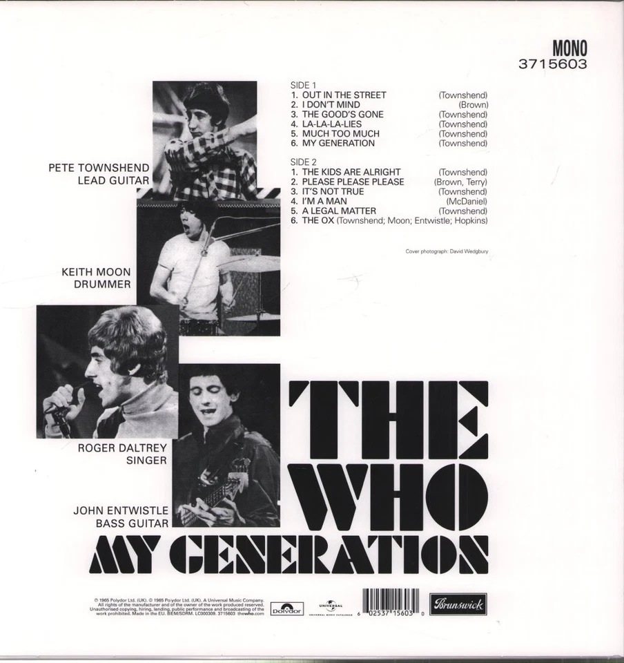 Who My Generation LP vinyl Europe Brunswick 2015 180g vinyl lp mono pressing - Image 2 of 2