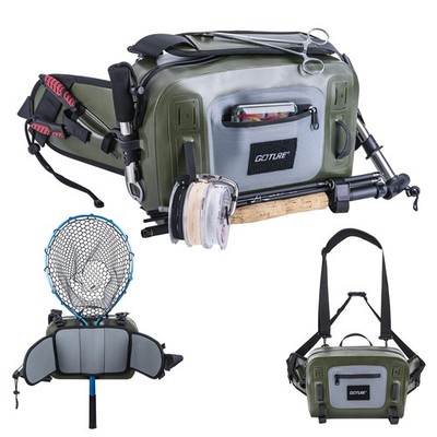 Waterproof Fishing Waist Pack, IPX8 840D TPU Large Tackle Bag with Rod Holder...