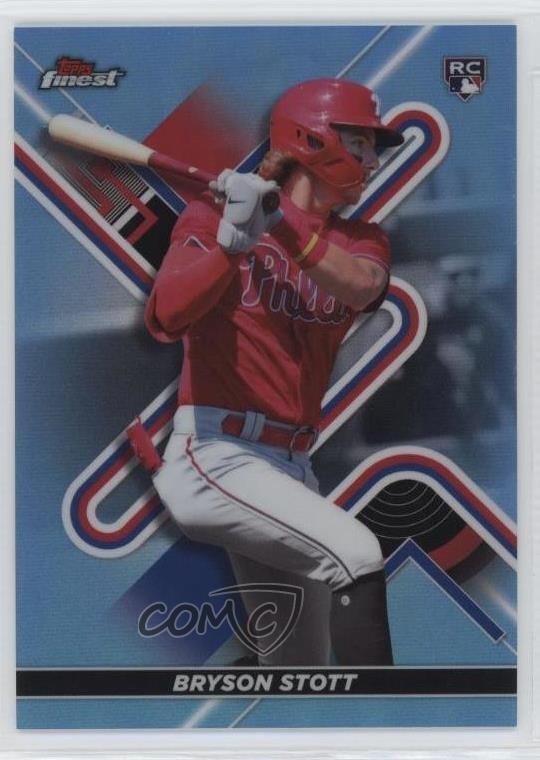 2022 Topps Finest Sky Blue Refractor 26/300 Bryson Stott #13 Rookie RC