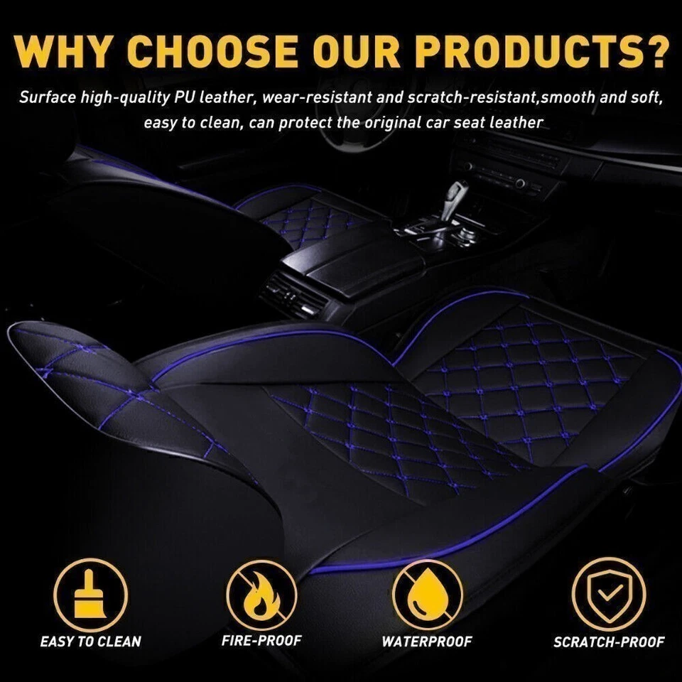 Fundas de cuero para coche Chevrolet Silverado GMC 1500 2500HD 3500HD 5 asientos EE. UU. Foto 3 de 4