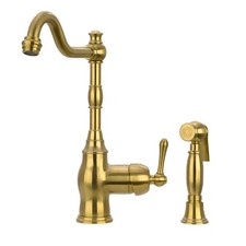 Solid Brass One-Handle 360  Swivel Widespread Kitchen Faucet with Side Spray
