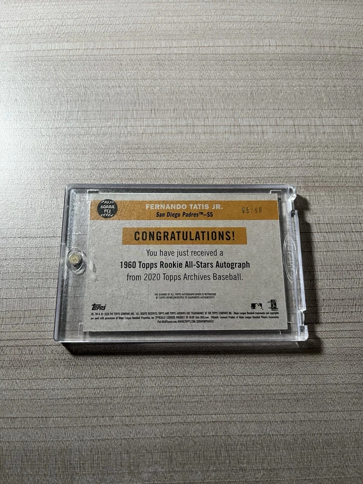 Topps Archives 2020 - 1960 All-Star Rookies Fernando Tatís Jr. Auto #/90 Padres Foto 2 de 3