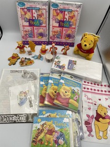 Winnie The Pooh & Friends Disney Vintage Mixed Lot-stationary, Toys, Magnets+A8
