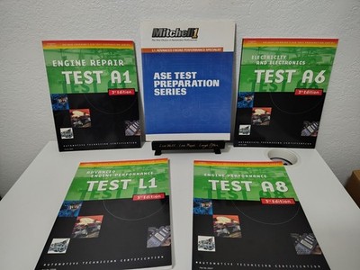 ASE Test Prep Study Guide Book Lot Delmar 3rd Ed A1 A6 A8 L1 Mitchell 1 Auto 