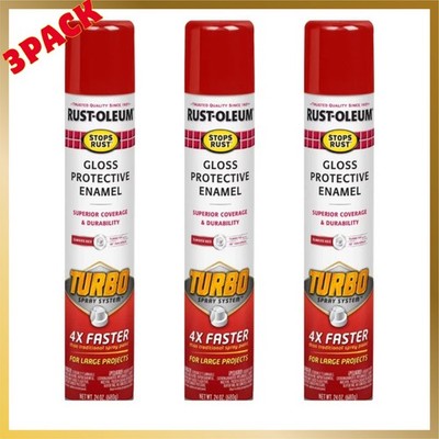 (3 Pack) Rust-Oleum Stops Rust Turbo Spray Paint, Gloss Sunrise Red, 24 oz Cans