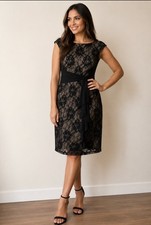 Chaps Lace Sheath Sleeveless Dress 16 Black Formal Cocktail Whimsigoth Wedding