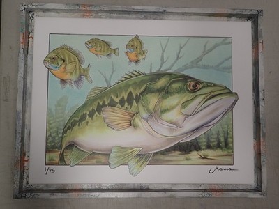 Largemouth Bass + Bluegills Sebastian Romo FWC fishing license art w/ Guy Harvey