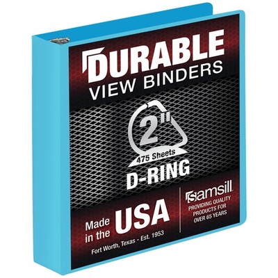Binder 2 Inch D Ring Durable Clear View Cover Sky Blue 164635 R Samsill Holds