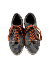 J/Slides NYC Camo Suede Platform Sneakers Womens 8 Orange Laces