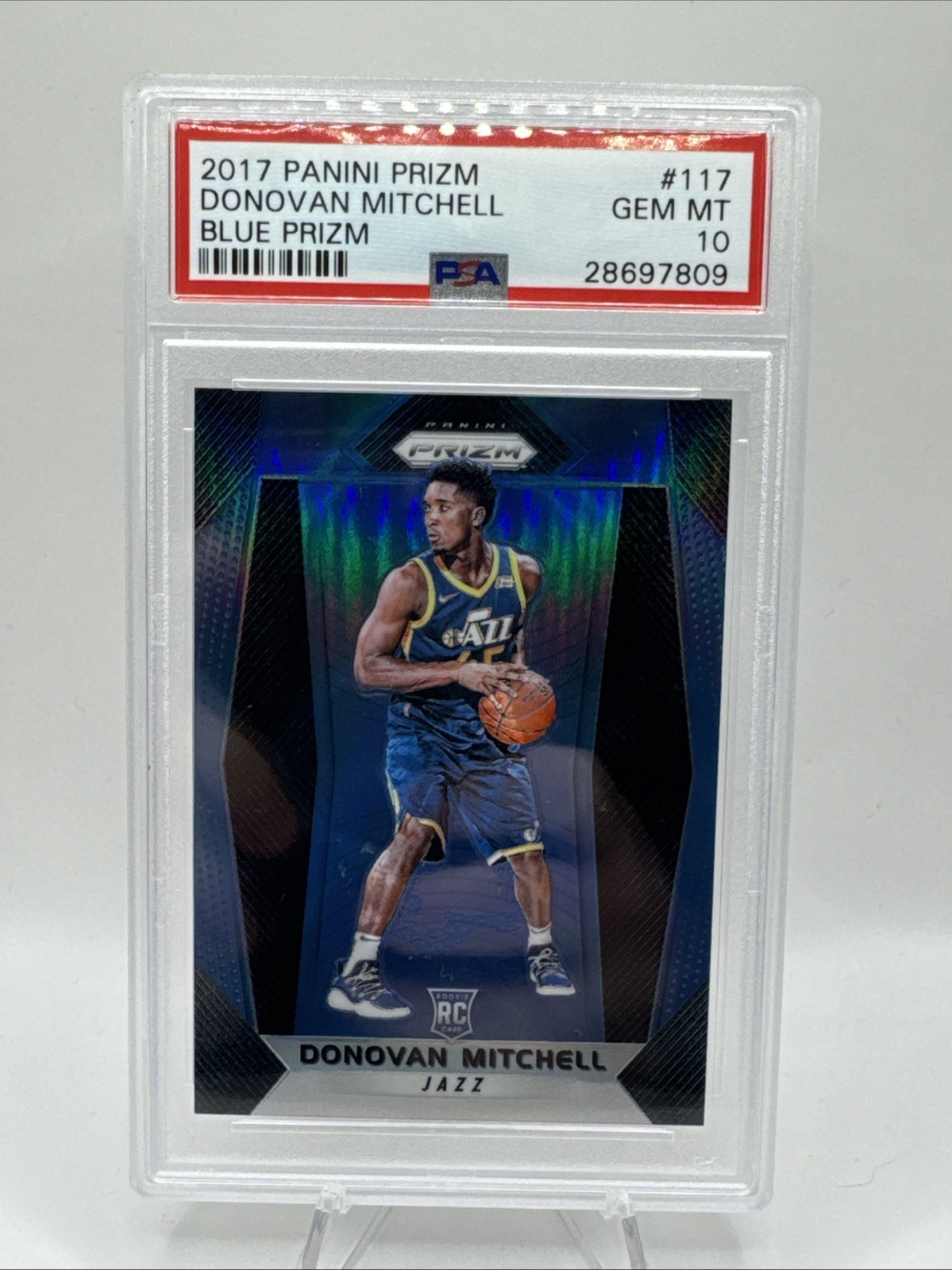 2017 Panini Prizm RC Donovan Mitchell Blue Prizm /199 PSA 10 💎 🕷️
