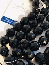 Jablonex Czech Glass Faceted Beads Jet 13mm 1 Strand