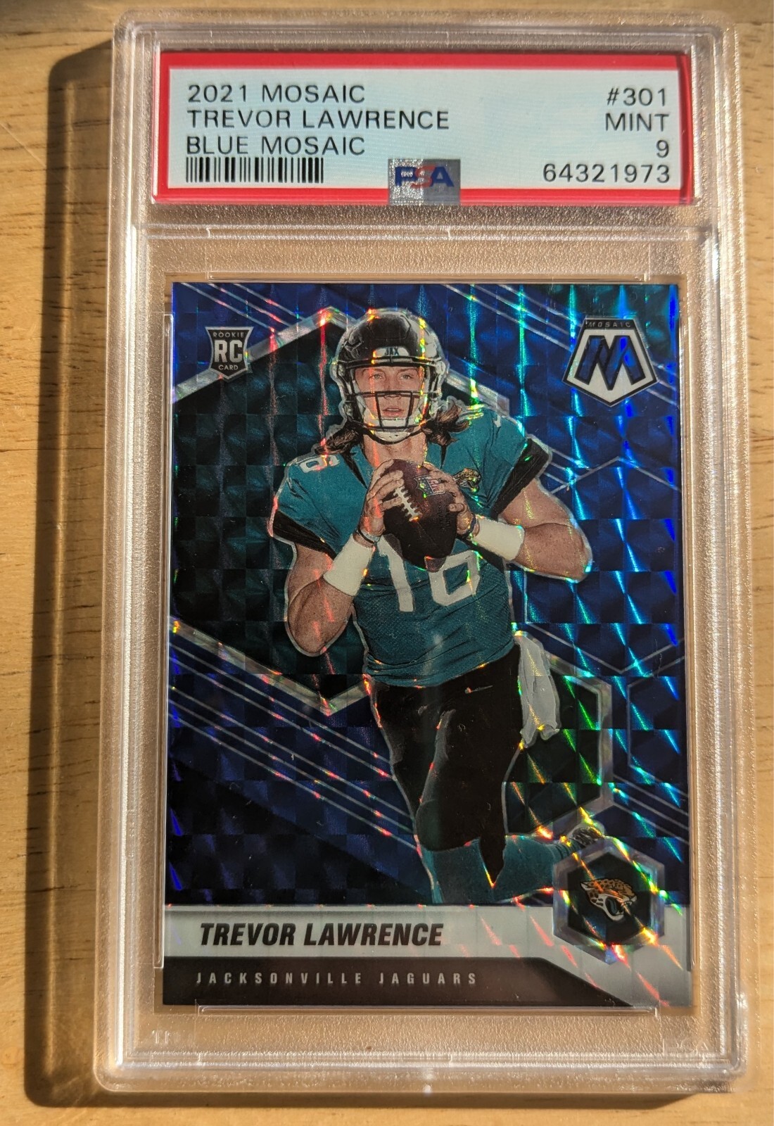 2021 Panini Mosaic #301 TREVOR LAWRENCE RC Blue Mosaic /99 PSA 9 Mint Jaguars