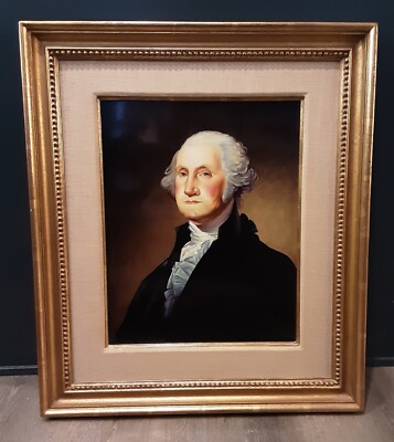 BOEHM 1976 ''GEORGE WASHINGTON'' Painting Hand Painted Porcelain Plaque Framed