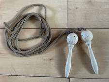 Vintage Skipping Rope 1940s Cream Wooden Long Rope VGC WW2 Games Childrens Play