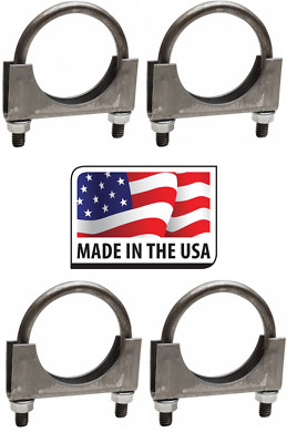(4 PC) 3'' Muffler Clamp U-Bolt Saddle Style Steel 3/8 U BOLT MADE IN USA NICKSON