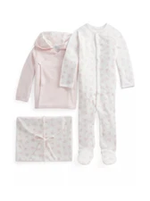 New Polo Ralph Lauren Baby Girls 3 Piece Jacket, Coverall And Bag Pink 3M