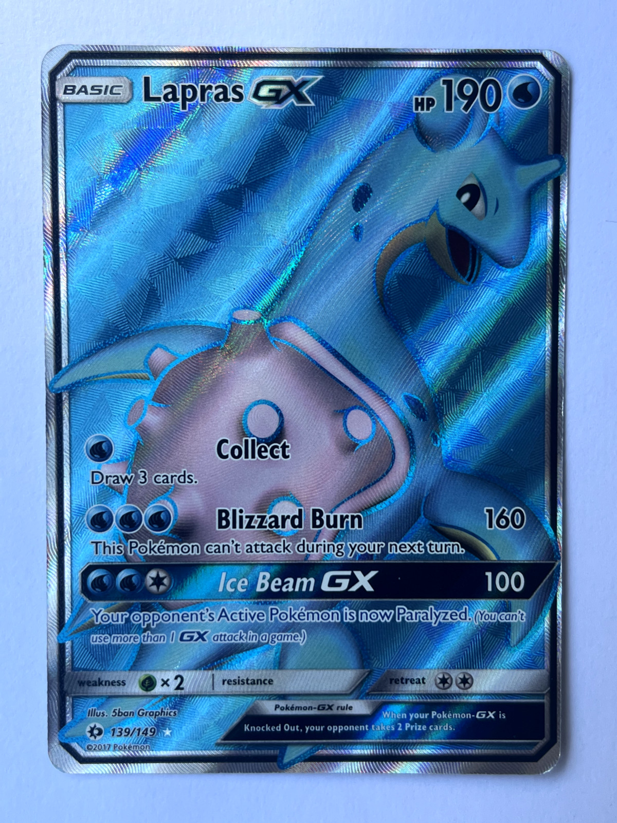 Pokemon TCG Card Lapras GX 139/149 Sun & Moon FULL ART Holo Ultra Rare NM
