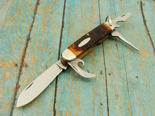 VINTAGE KABAR USA 1152 JIGGED DELRIN SCOUT CAMP POCKET KNIFE KA BAR KNIVES EC