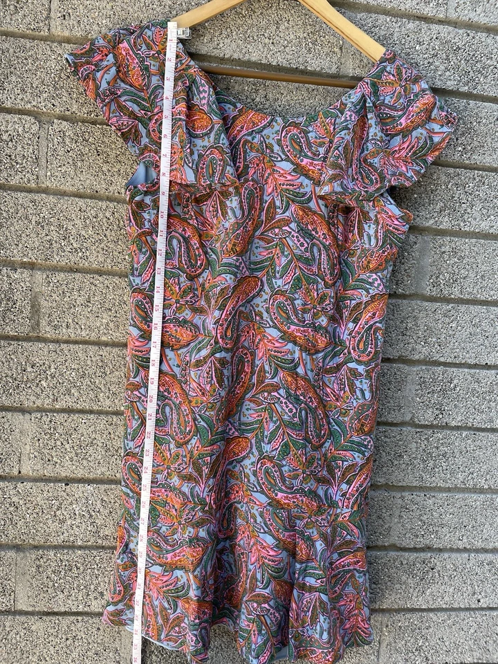 Vestido de seda J Crew 8 rosa cachemira costero preppy jardín fiesta mangas aleteadas Foto 2 de 4