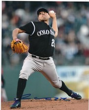 JORGE DE LA ROSA   COLORADO ROCKIES   ACTION SIGNED 8x10
