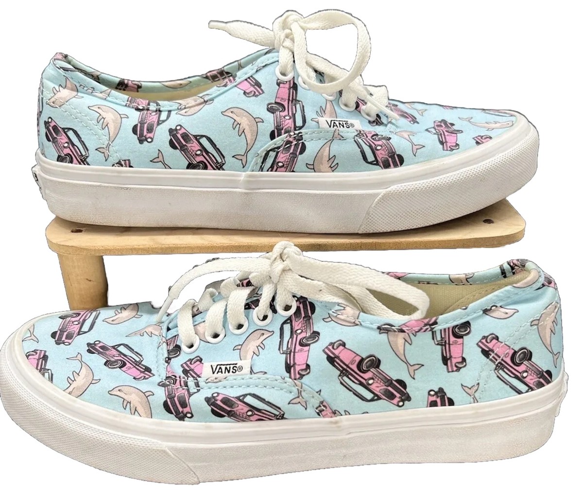 Vans Dolphins Pink Cars Print Womens Size Mens Low Top Skate  Sneakers