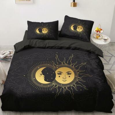 3D Yellow Moon ZHUA1166 Bed Pillowcases Quilt Duvet Cover Set Queen King Zoe