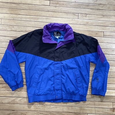 Helly-Tech Helly Hansen Jacket Men L VTG Color Block Purple Blue Ski Windbreaker