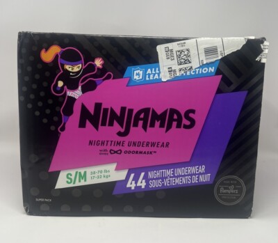 Pampers Ninjamas Disposable Nighttime Underwear Small/Medium 44CT (38-70lbs)