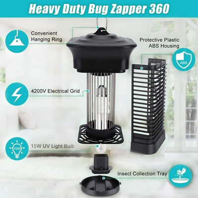 Lámpara Antimosquitos Eléctrica De 20W Con Doble Rejilla, Temporizador Y Mando A Distancia