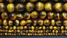 100 Natural 4mm-20mm Round Gemstone Yellow Tiger's Eye Loose Beads 15" AAA 