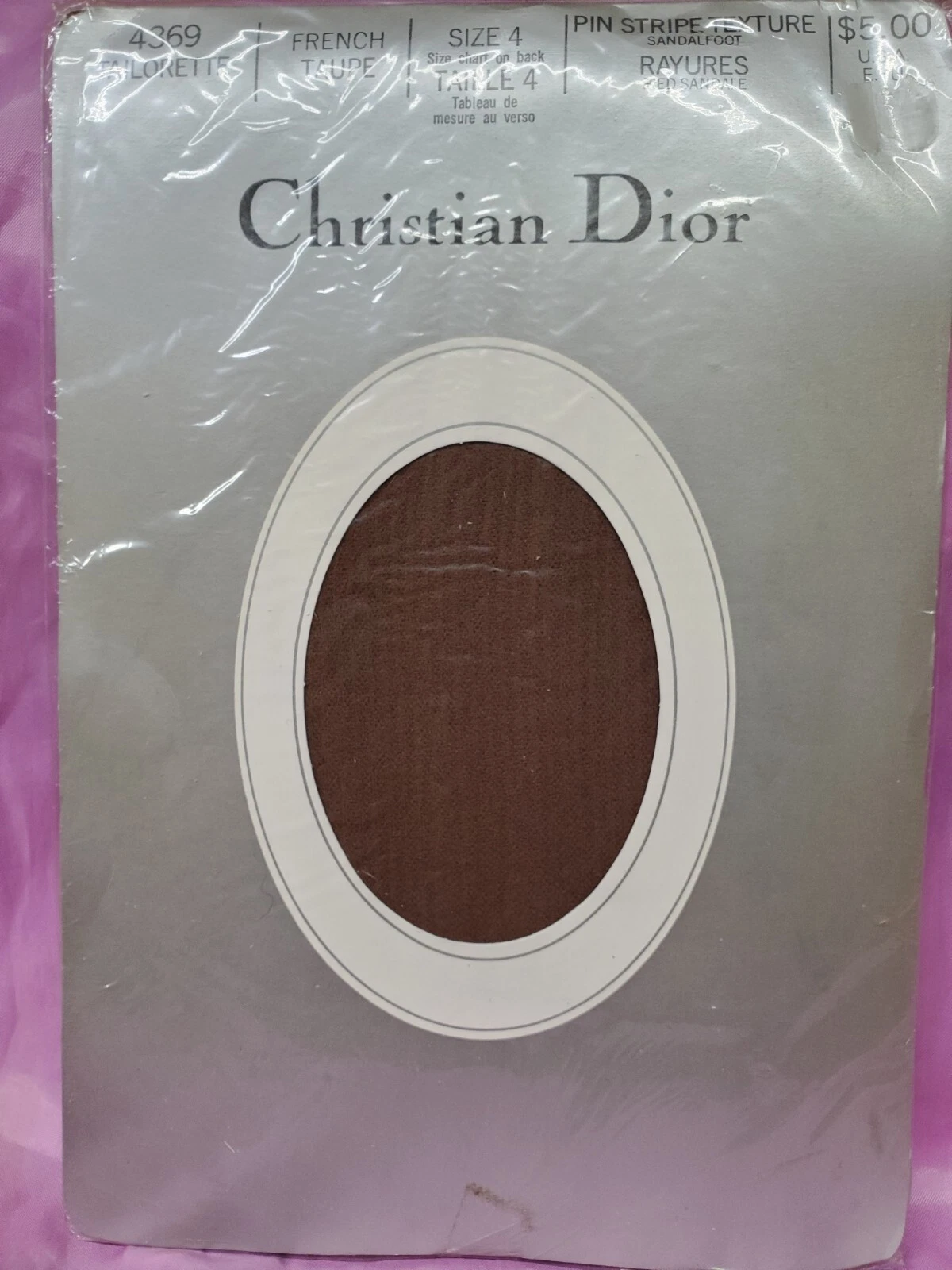 Pantalon vintage Christian Dior taille 4 broches texture à rayures FRENCH TAUPE 4369 HTF