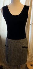 Theme velvet tweed dress Med black white wool