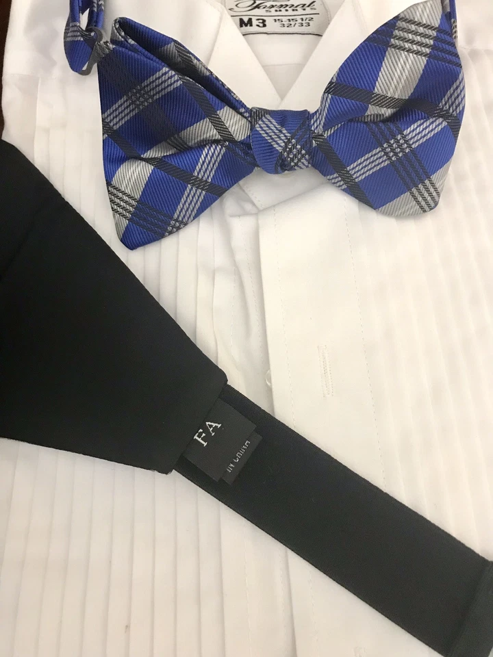 Juego de fajarita y pajarita a cuadros para hombre, empaquetado suave para ahorrar en el envío. Foto 3 de 4