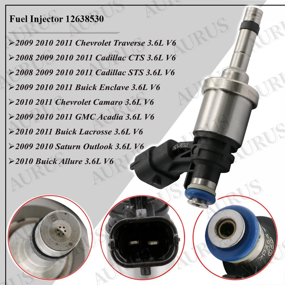Inyectores de combustible x6 OEM ACDelco para Buick Enclave 2009 2010 2011 3,6 L 12638530 V6 Foto 2 de 4