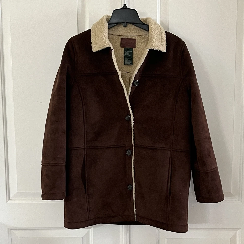 Casaco Sherpa Forrado Jaqueta Shearling Marrom Pequena Feminina Lauren Ralph Lauren Vintage - Imagem 2 de 4
