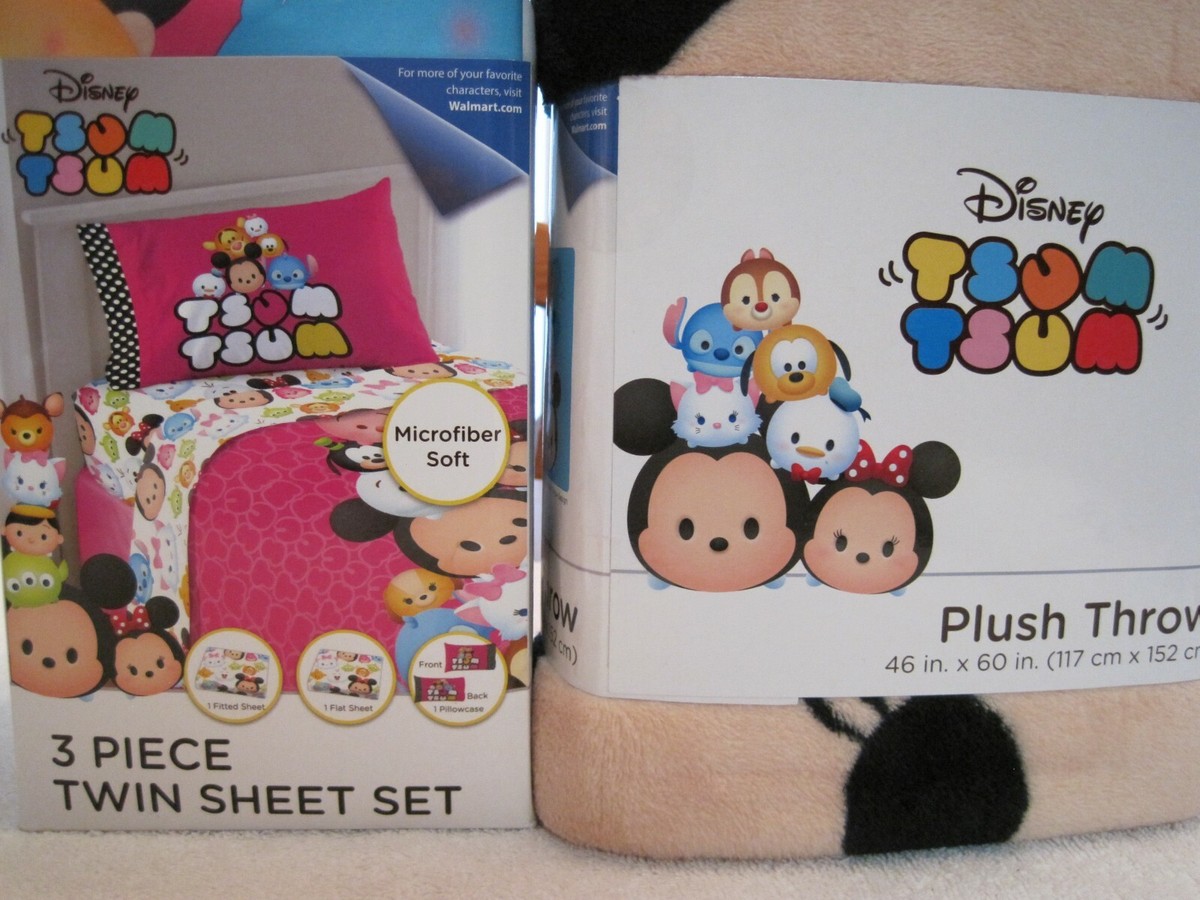 DISNEY TSUM TSUM PLUSH THROW AND 3 PIECE TWIN SHEET SET--NEW | eBay