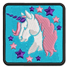 Magical Unicorn Head Multi-Color Embroidered Iron-On Patch Applique