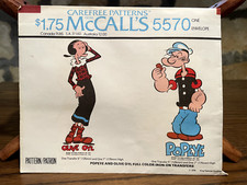 Popeye and Olive Oyl Vintage Iron on Transfers. McCalls 5570. 1976