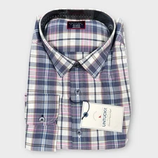 UNTUCKit Shirt Men 2XLT Billecart Blue Pink Plaid Long Sleeve Reg Fit Cotton