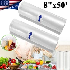 2-4 Rolls 8" x 50' Vacuum Sealer Bags Food Saver Storage Bag Embossed Bag 4 Mil