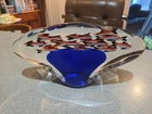 Vtg Murano Art Glass School Fish Aquarium 9.5” Cobalt Paperweight Shell Shape