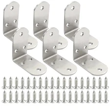 6 PCS Shelf Brackets 65x65x38 MM Metal Floating Shelves L Bracket Silver