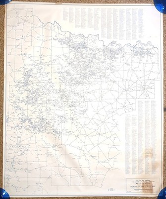 1955 West Central North Texas Oil Field Map Midland Map Co Original Wall Art