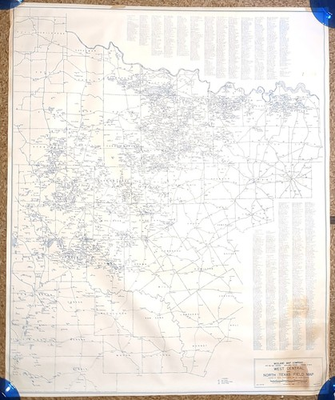 #ad 1955 West Central North Texas Oil Field Map Midland Map Co Original Wall Art $289.79