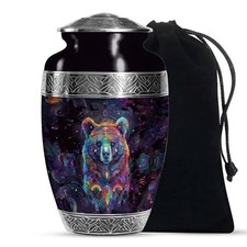 Bear Night Cremation Urns for Human Ashes Adult Female, Handmade Urn 10 Inch 