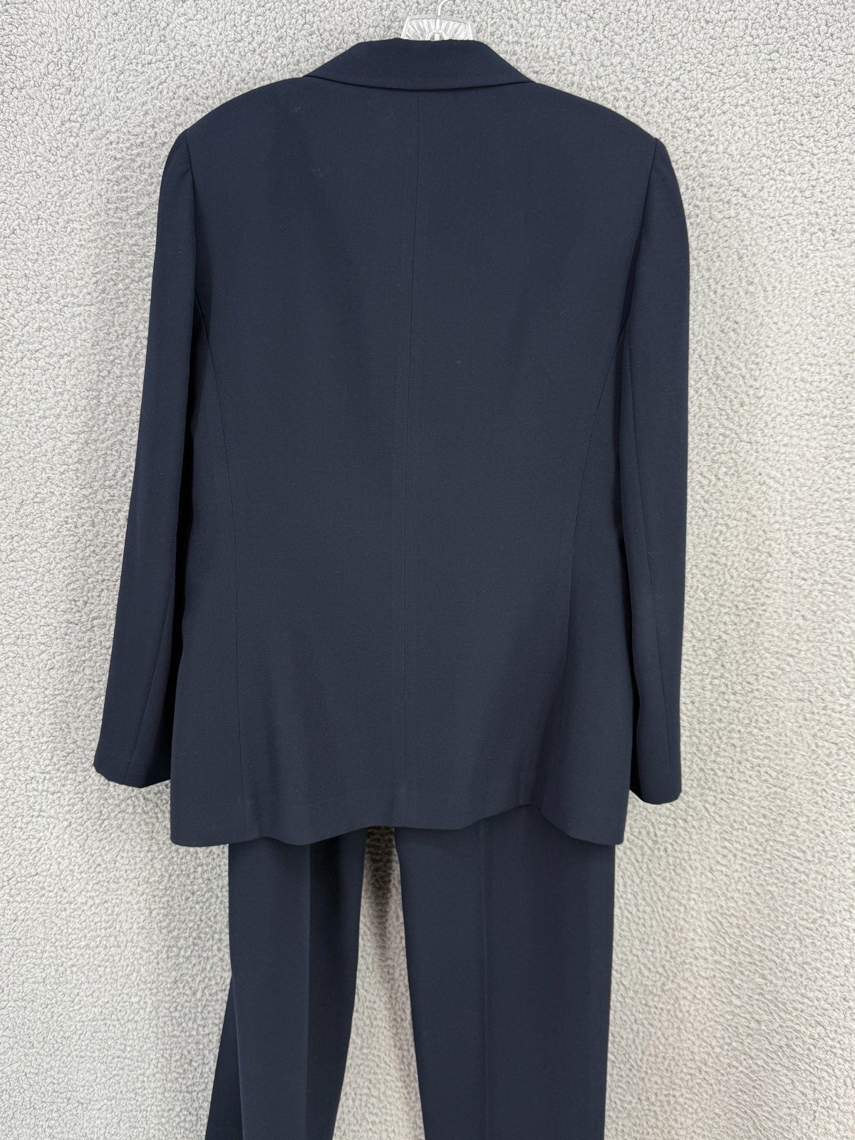 Le Suit Womens 2pc Pants Suit Straight Leg Collections Sz 12 Classic Navy Long